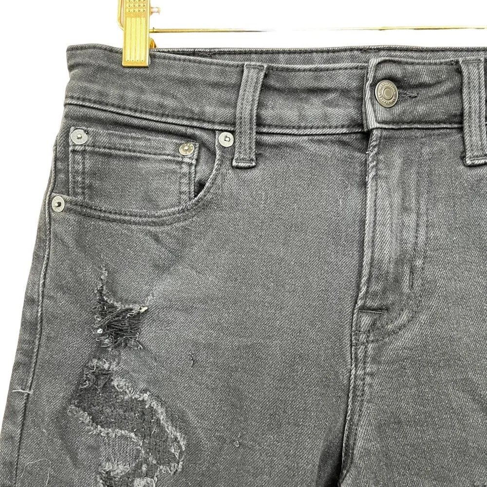 Aeropostale Jeans Mens 29x30 Black Slim Straight Stretch Distressed Grunge